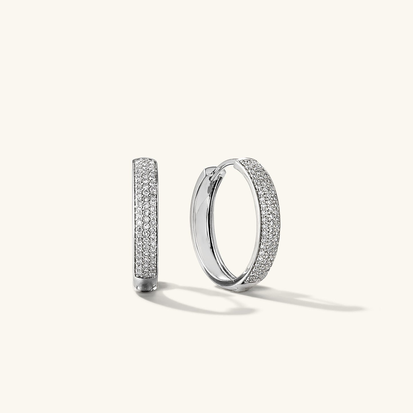 Bold Pavé Diamond Medium Hoops