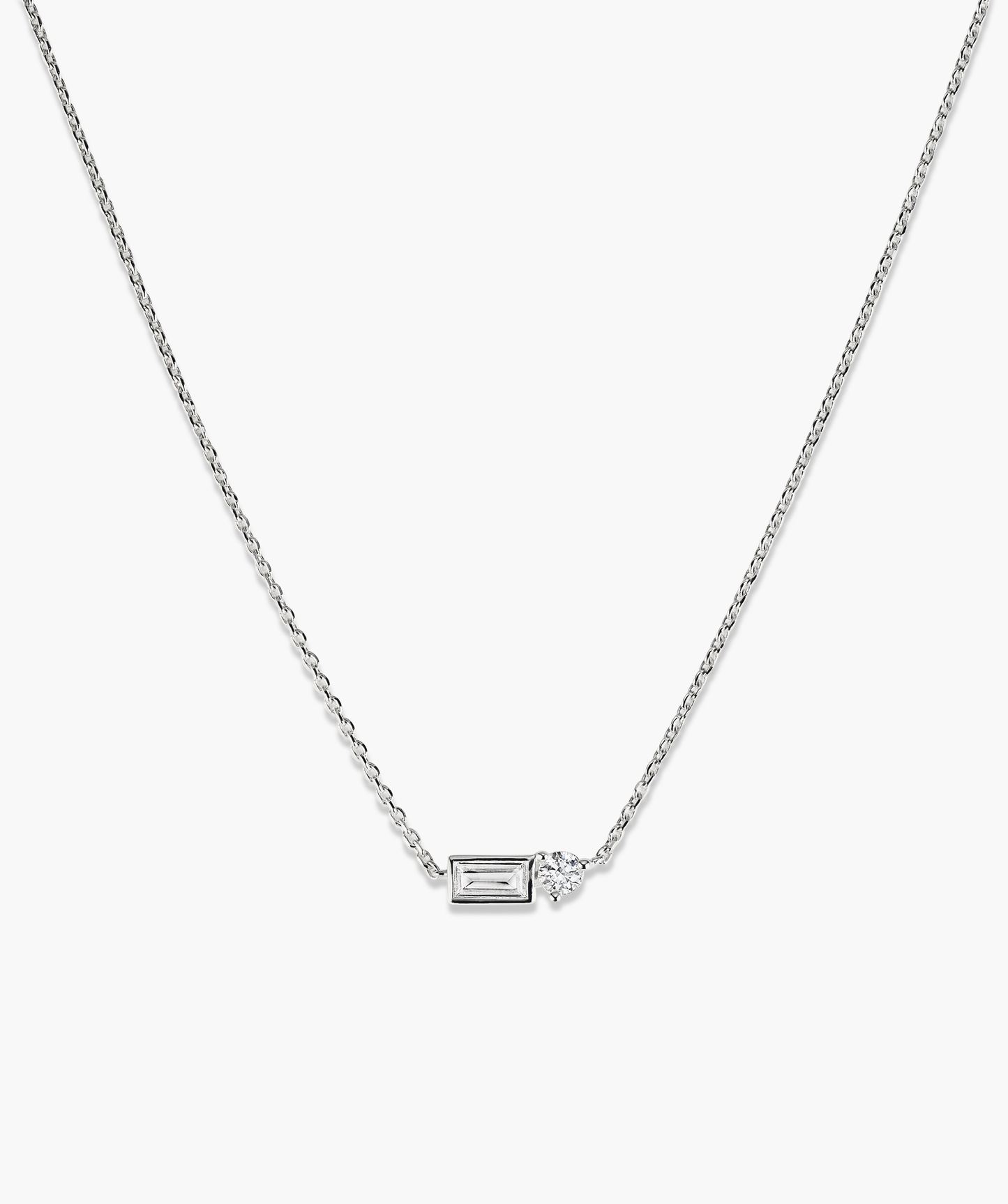 Lab Grown Sapphire Baguette Round Necklace