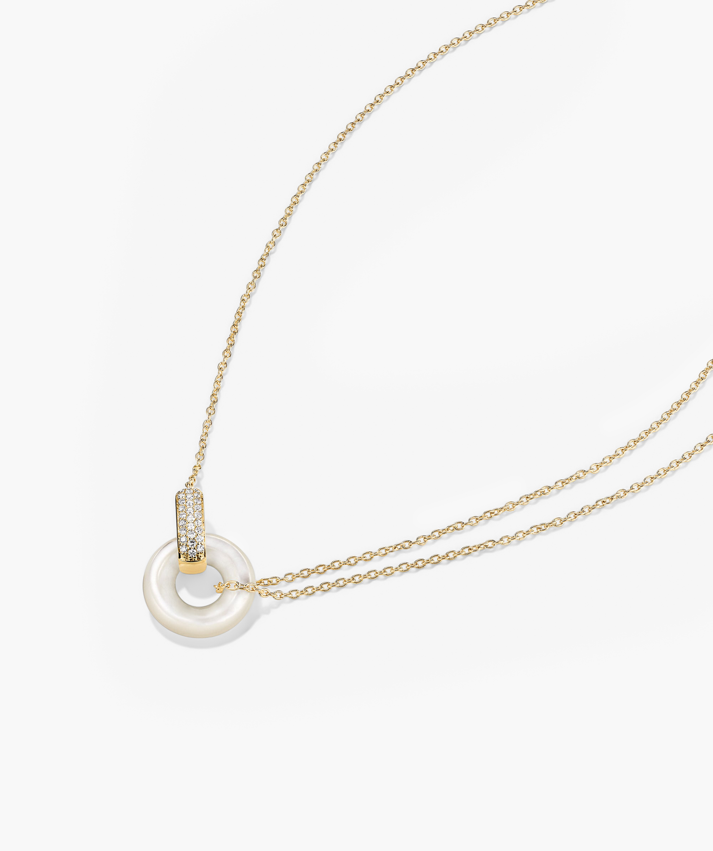 Linked Pavé Diamond Pearl Necklace