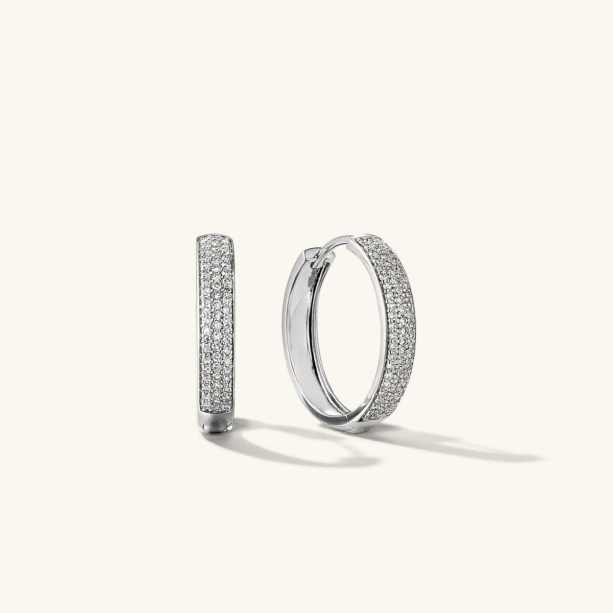 Bold Pavé Diamond Medium Hoops