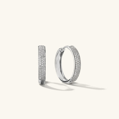 Bold Pavé Diamond Medium Hoops