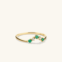 Emerald and Diamant Wishbone Ring