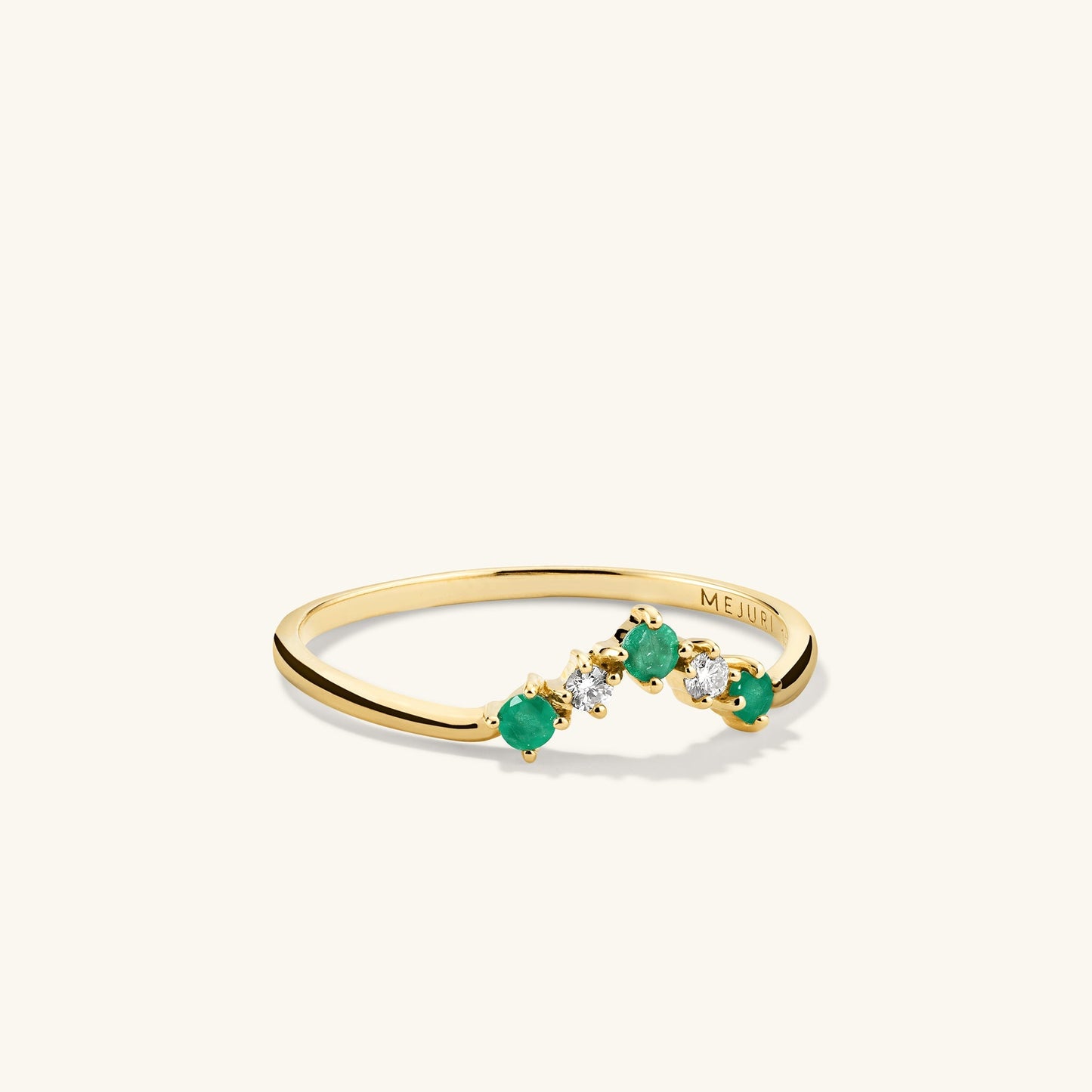 Emerald and Diamant Wishbone Ring