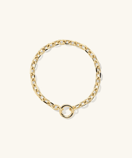 Groß Square Oval Kette Charm Armband