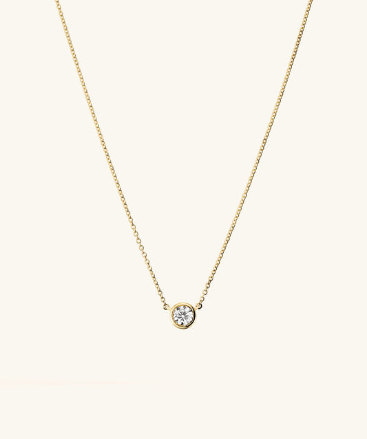 Bezel Labor-gezüchtet Diamant Halskette 0.5 ct