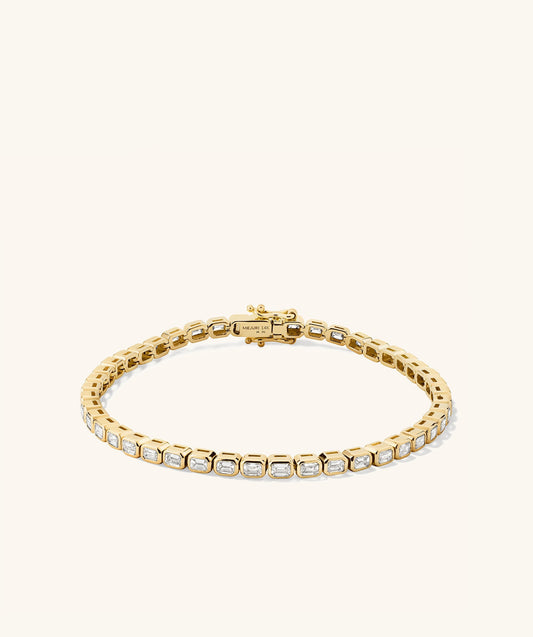Labor-gezüchtet Diamant Emerald Cut Bezel Tennis Armband