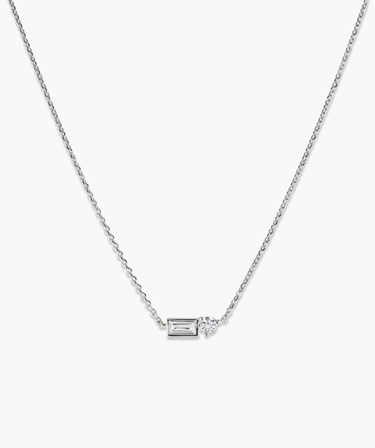 Lab Grown Sapphire Baguette Round Necklace