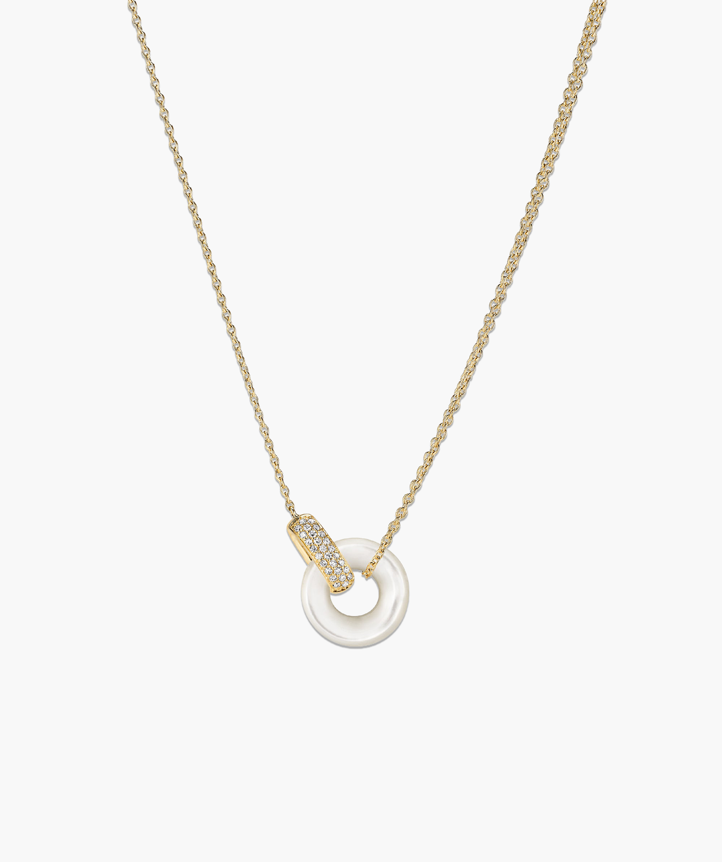 Linked Pavé Diamond Pearl Necklace