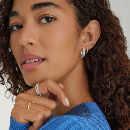 Bold Pavé Diamond Medium Hoops