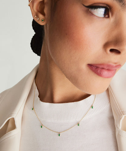 Baguette Gemstone Station Necklace