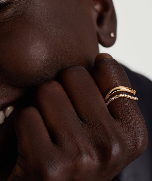 Dôme Figure Pavé Diamant Ring