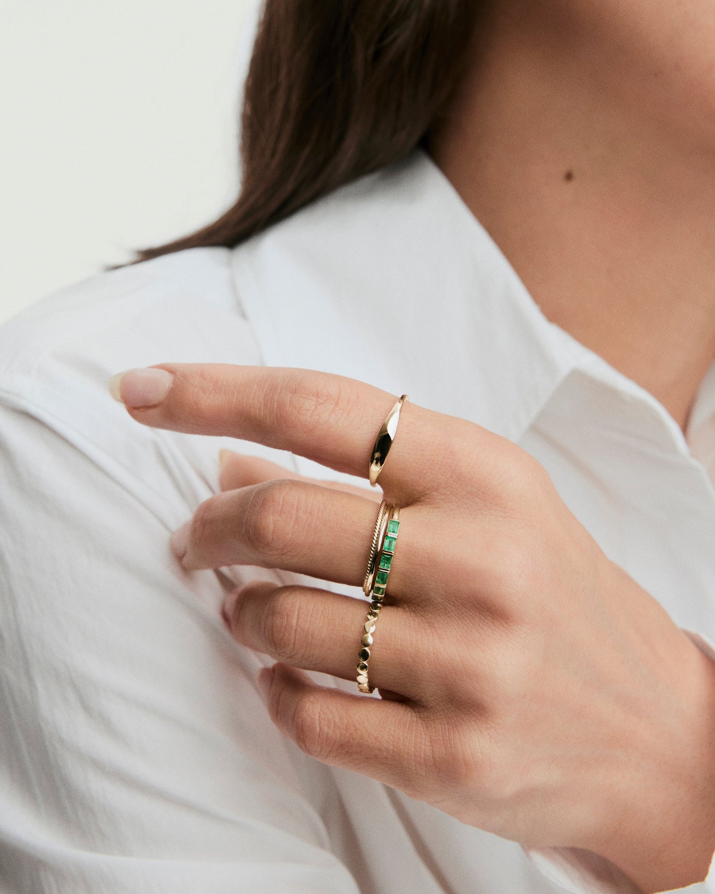 Baguette Emerald Half Eternity Band