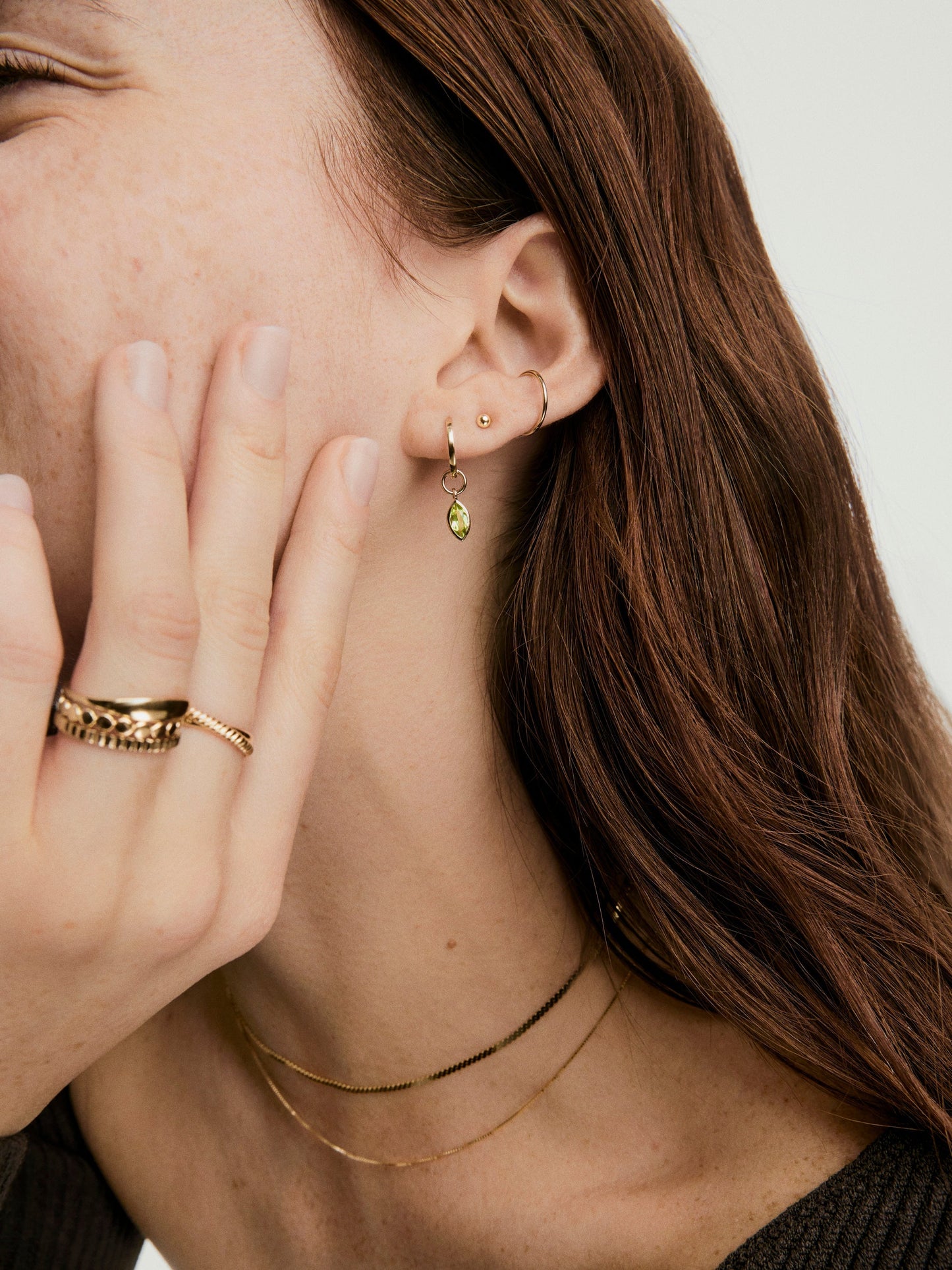 Marquise Gemstone Hoop Charm