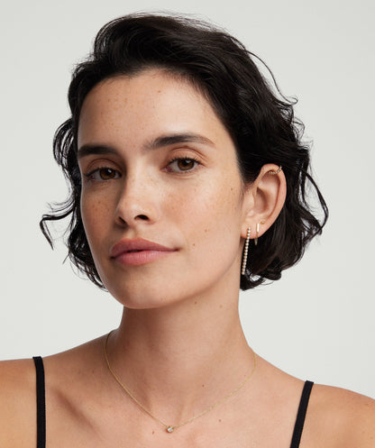 Bezel Lab Grown Diamond Long Tennis Earrings