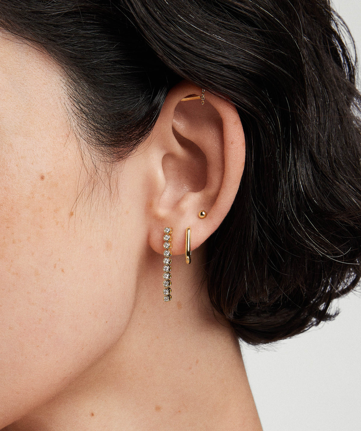 Bezel Lab Grown Diamond Tennis Earrings