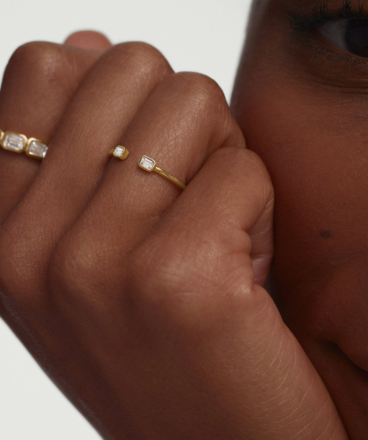 Lab Grown Diamond Emerald Cut Open Ring