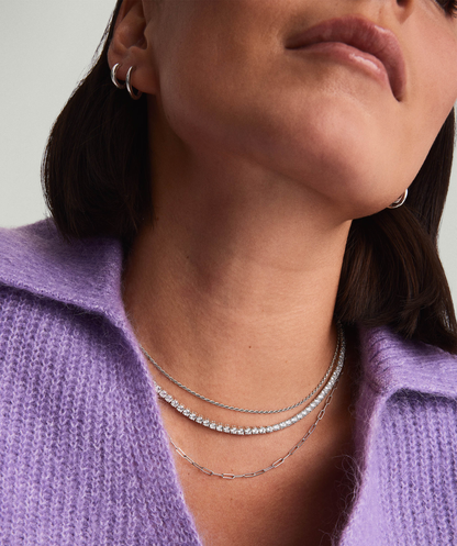 Lab Grown Sapphire Tennis Necklace