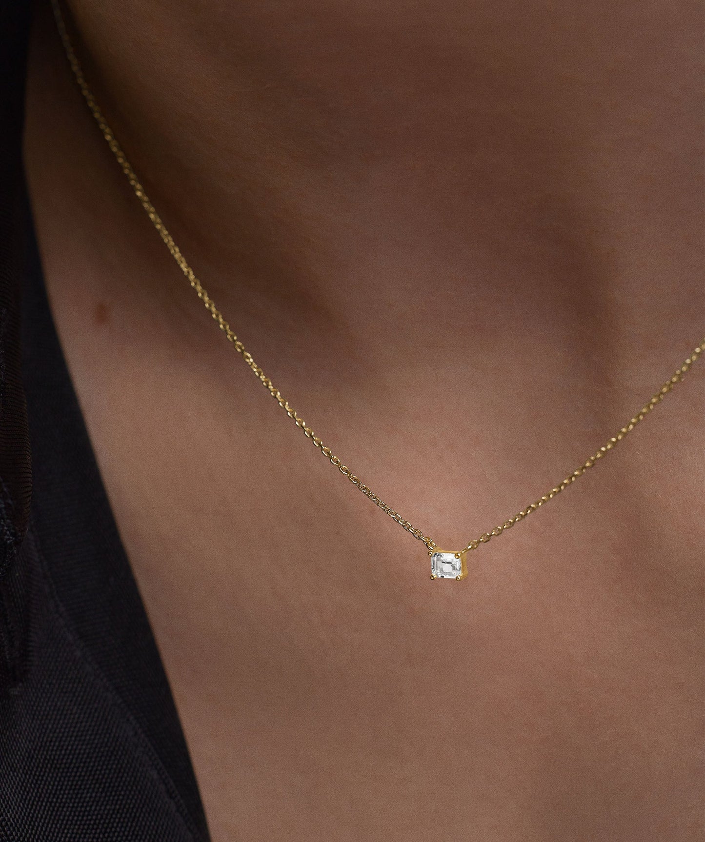 Lab Grown Sapphire Baguette Necklace