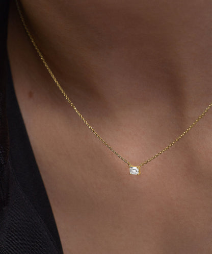 Lab Grown Sapphire Baguette Necklace