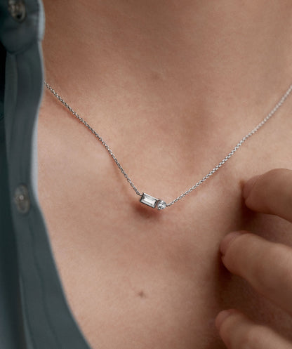 Lab Grown Sapphire Baguette Round Necklace