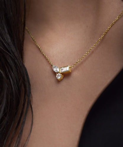 Lab Grown Sapphire Cluster Necklace