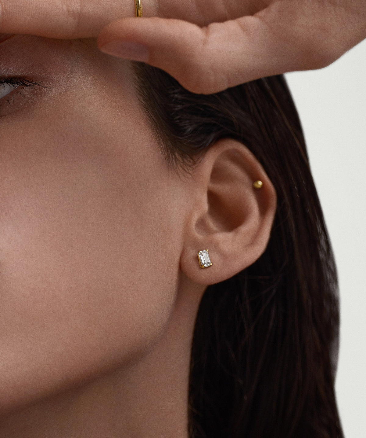 Lab Grown Sapphire Emerald Cut Studs