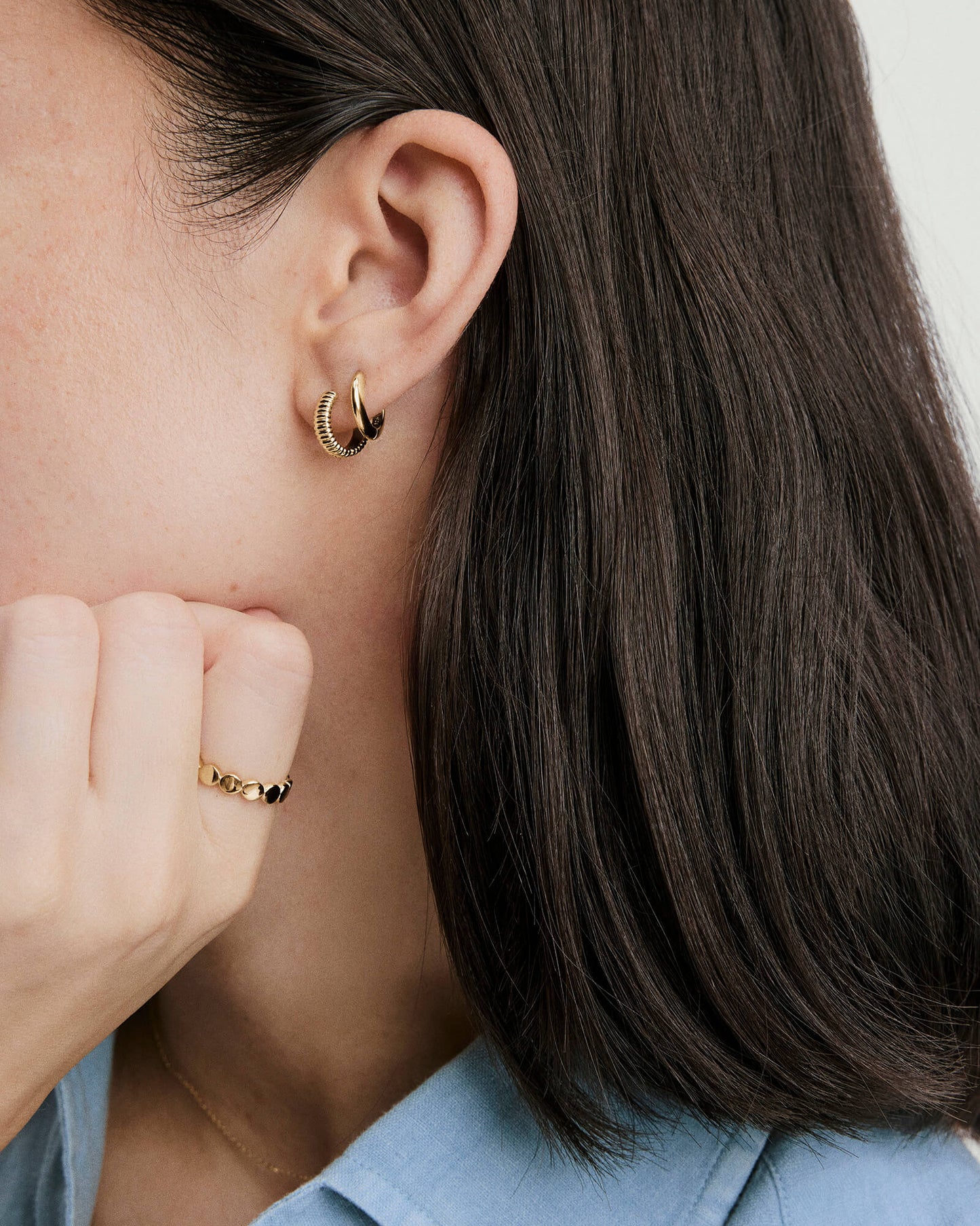 Charlotte Textured Huggie Hoops