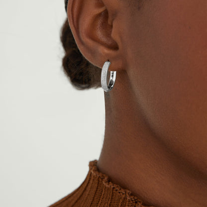 Bold Pavé Diamond Medium Hoops