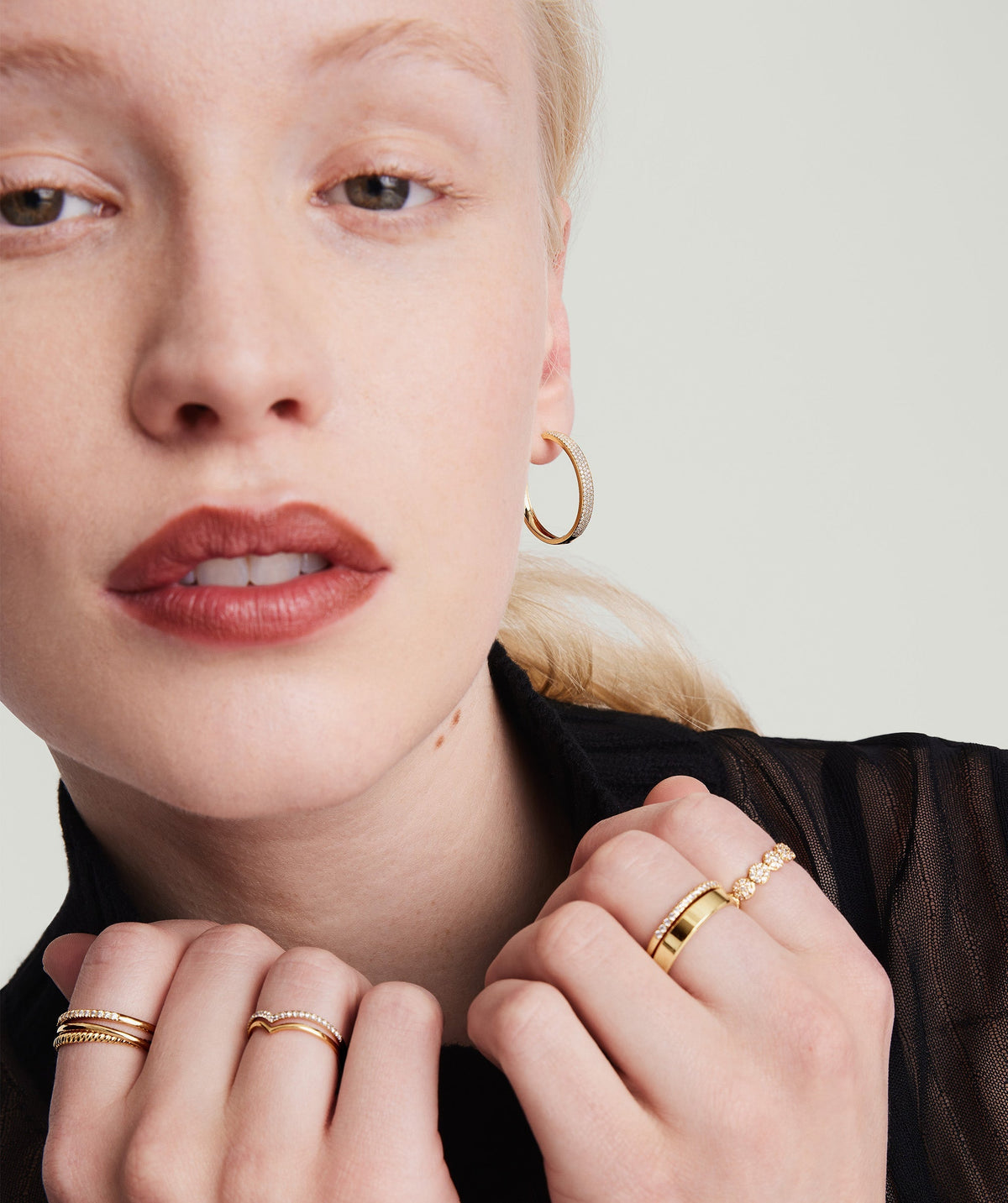 Bold Pavé Diamond Large Hoops