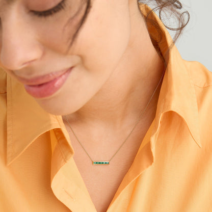 Baguette Emerald Bar Necklace