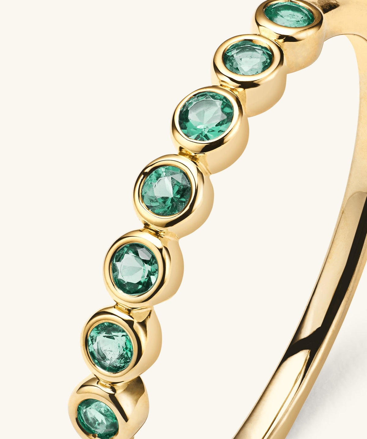 Bezel Emerald Half Eternity Band