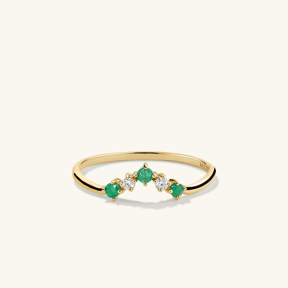 Emerald and Diamond Wishbone Ring