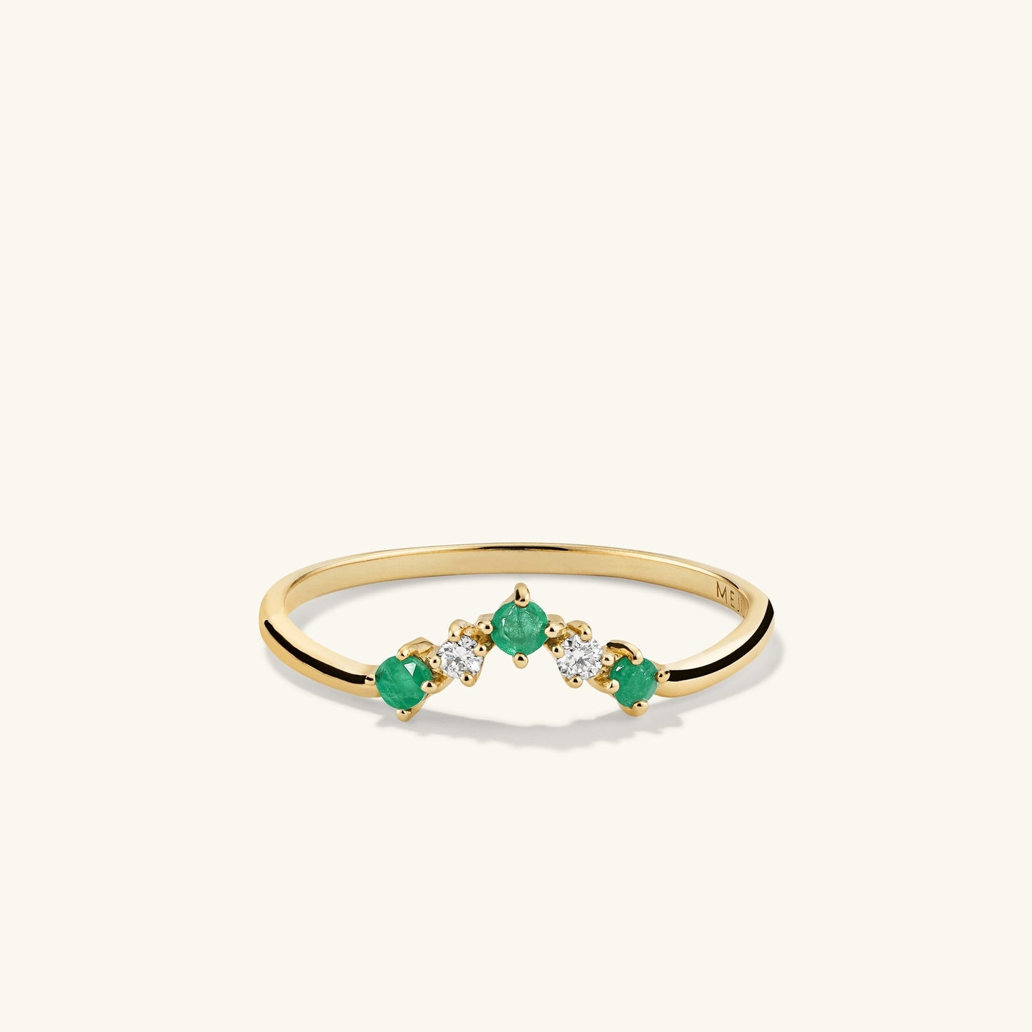 Emerald and Diamond Wishbone Ring