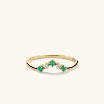 Emerald and Diamond Wishbone Ring