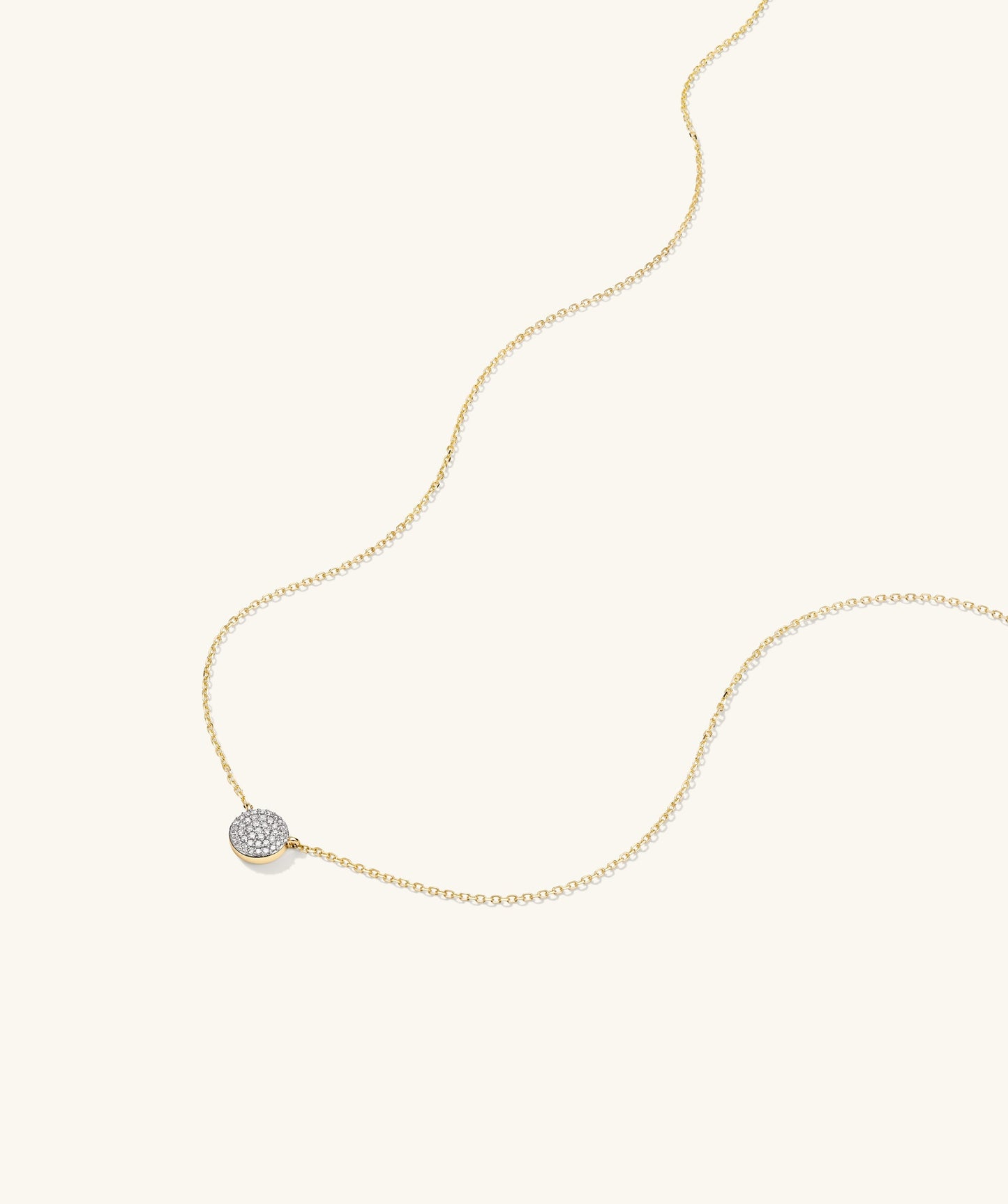 Large Pavé Diamond Round Necklace