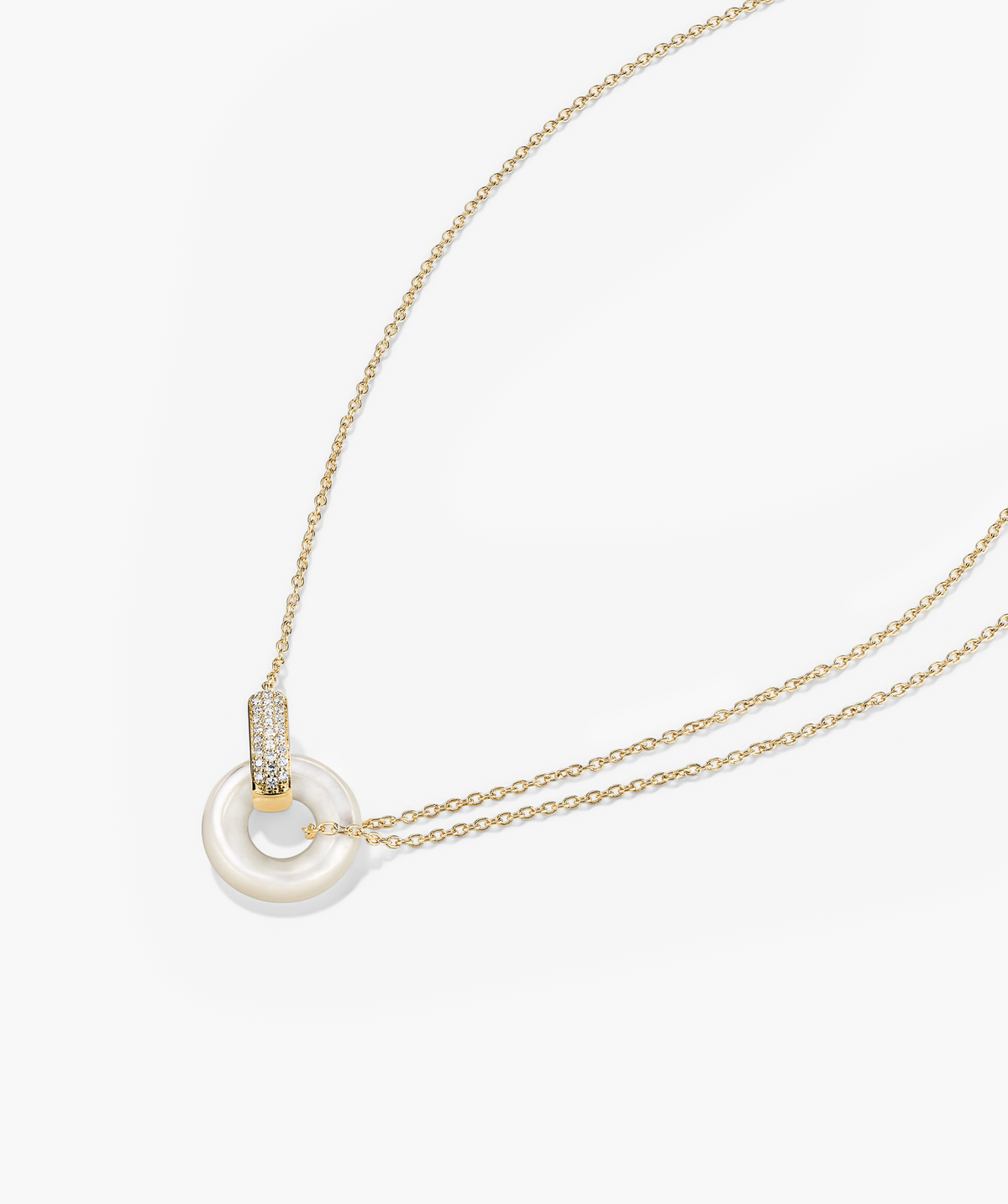 Linked Pavé Diamond Pearl Necklace