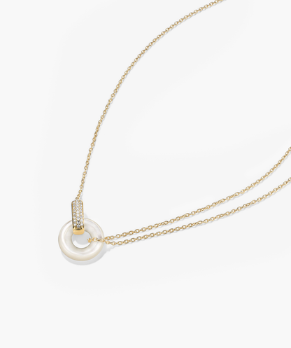 Linked Pavé Diamond Pearl Necklace