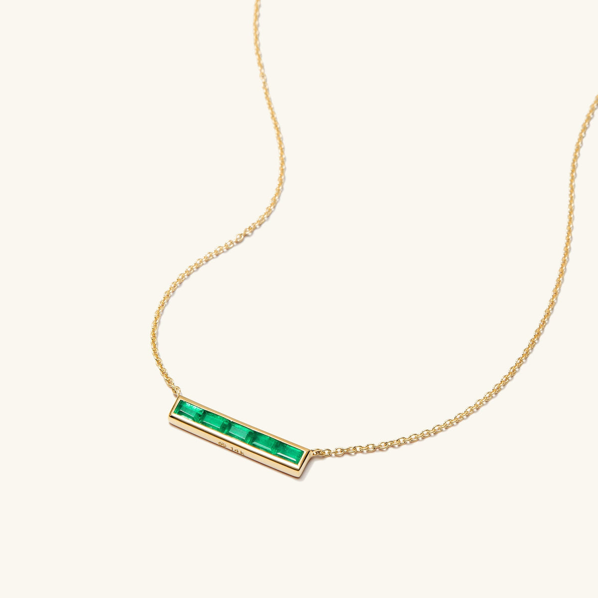 Baguette Emerald Bar Necklace