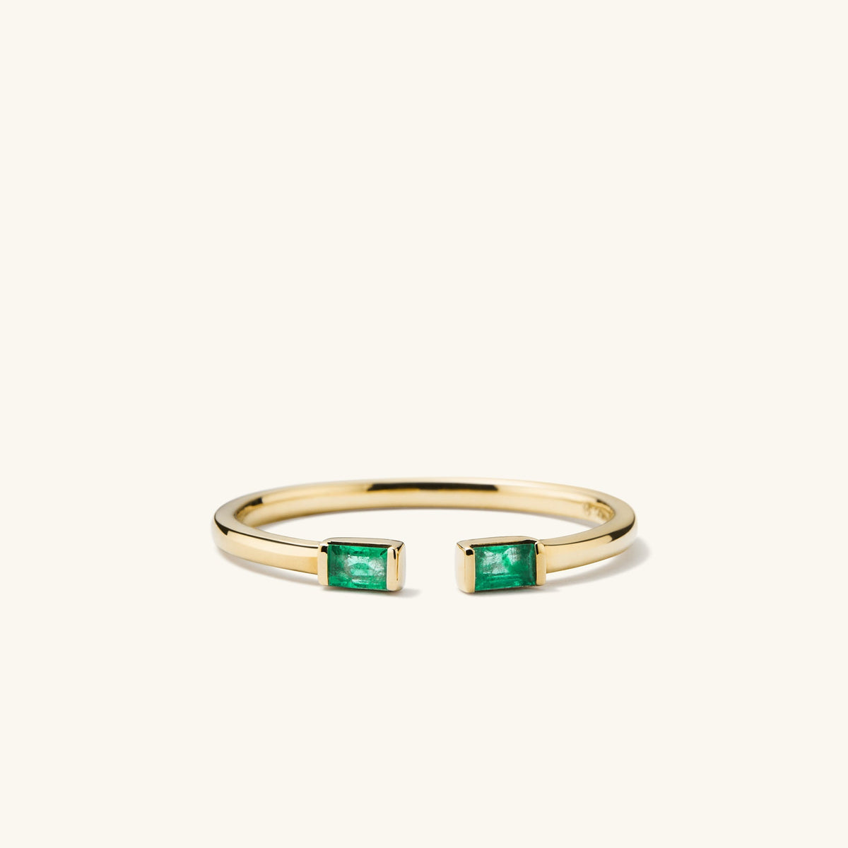 Baguette Emerald Open Ring