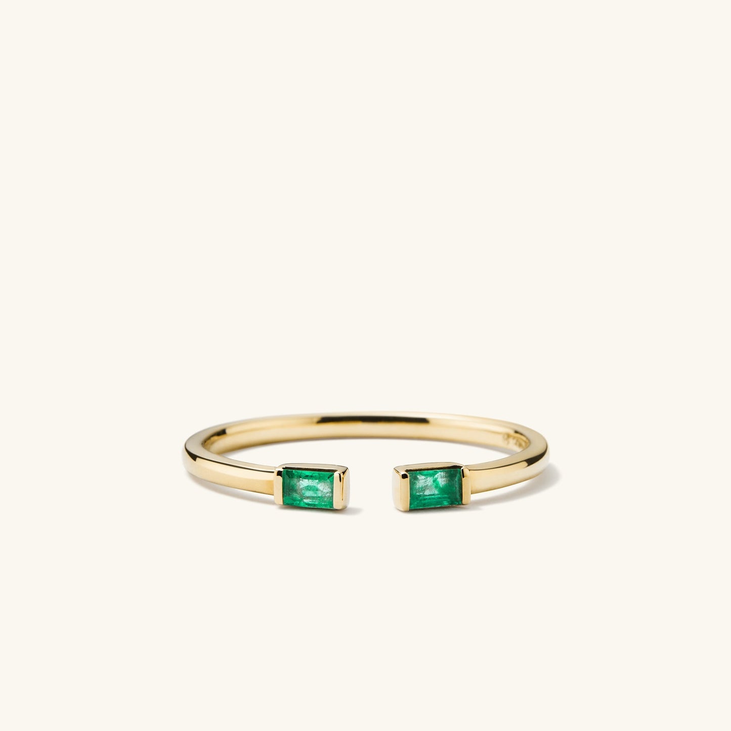 Baguette Emerald Open Ring
