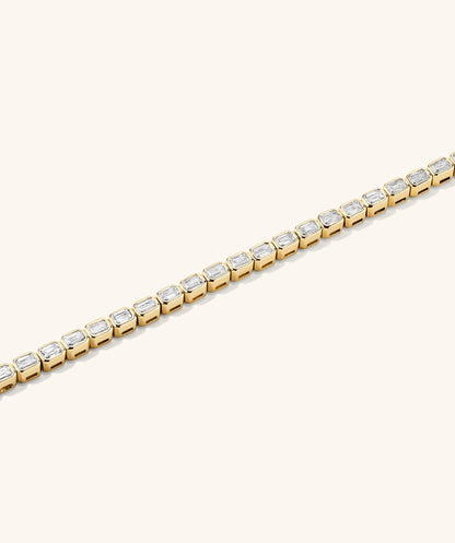 Lab Grown Diamond Emerald Cut Bezel Tennis Bracelet