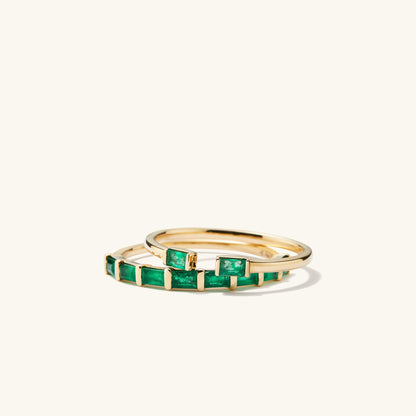 Baguette Emerald Open Ring
