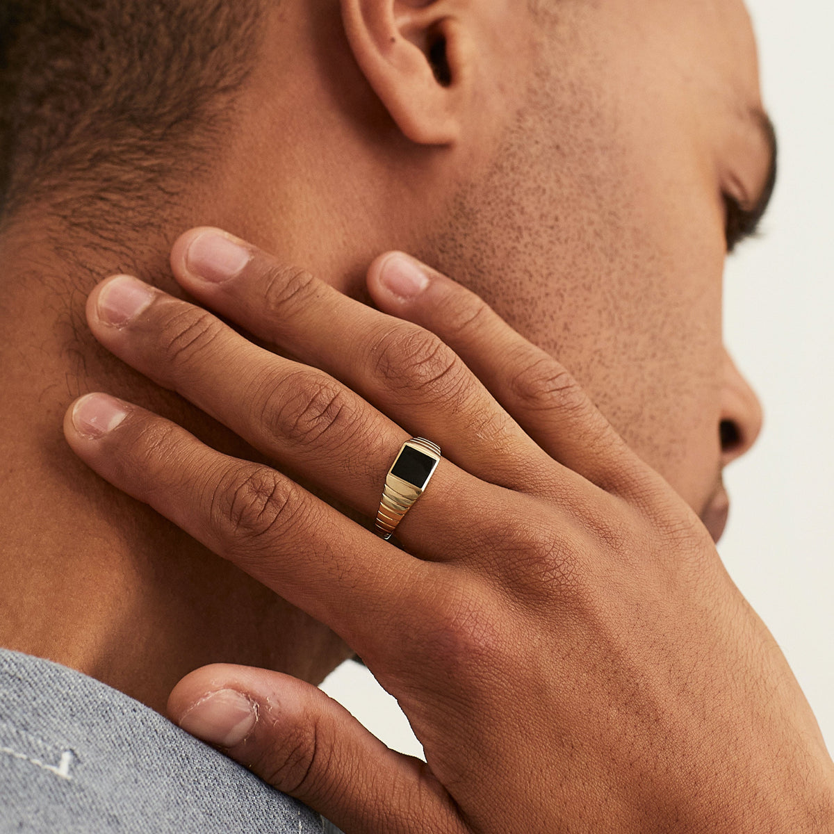 Black Onyx Square Signet Ring